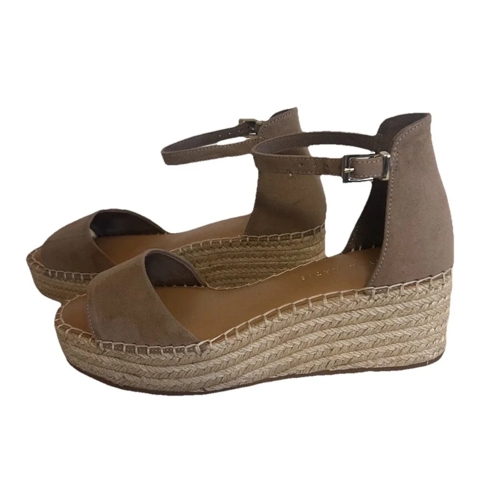 Kelly & Katie Size 9M Espadrille Taupe Wedge Fedrick Microsuede Sandals-JKL-1-A